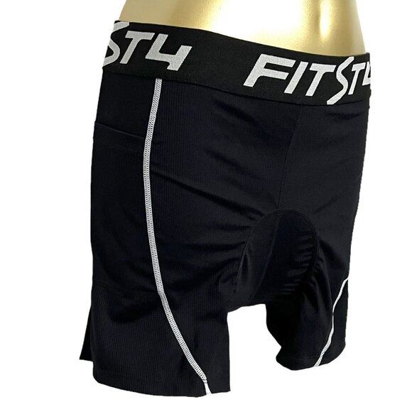 FitsT4 Padded Bike Shorts Shape Tough Comfort Black Mens Size L Large NWT New - Picture 3 of 6